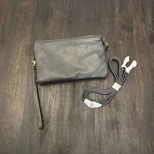 Grey Clutch with Detachable Strap